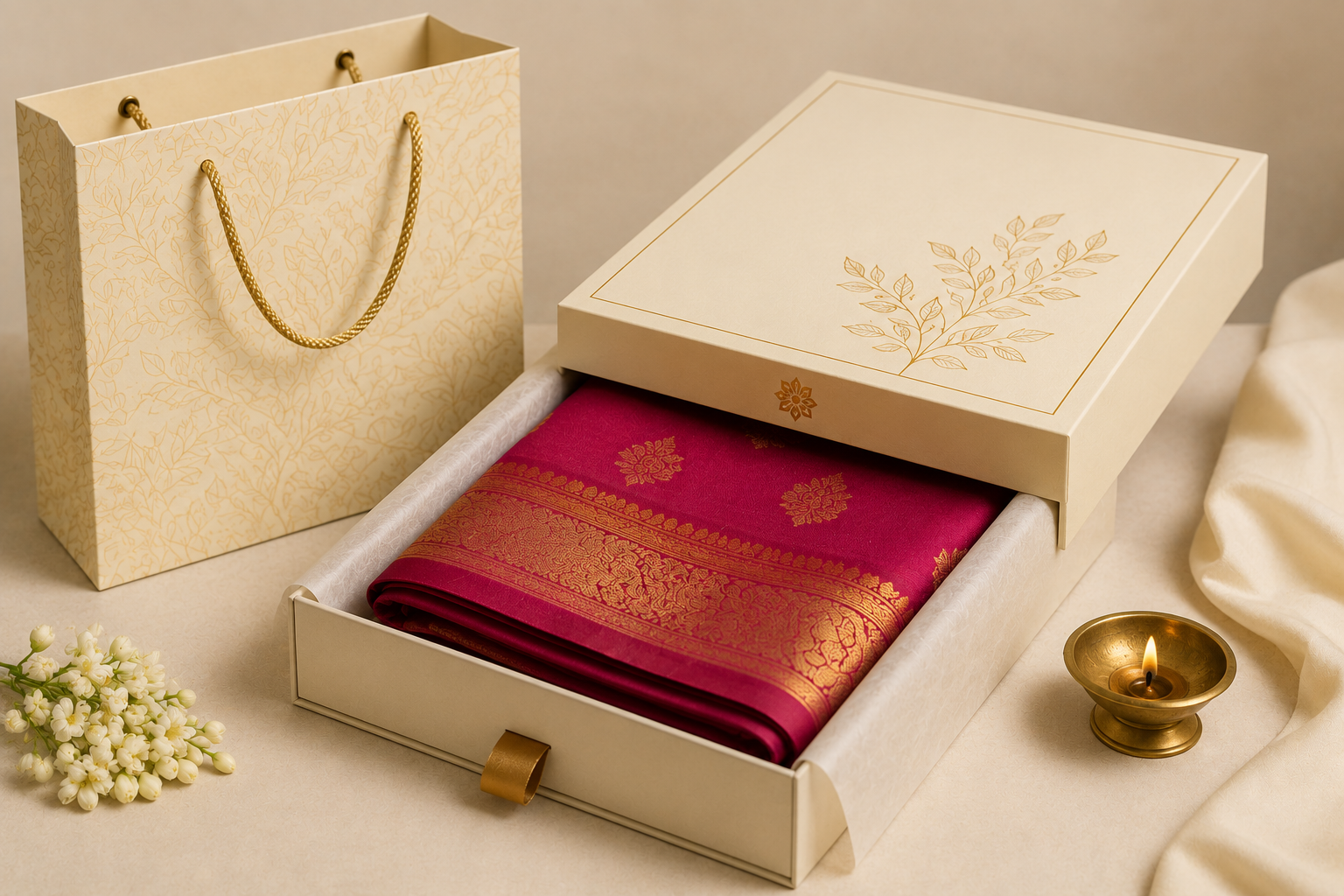 Custom paper packaging for sarees garments and textiles